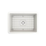 Sotto Dual-mount Fireclay 27 in. Single Bowl Kitchen Sink with Protective Bottom Grid and Strainer in White