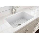 Sotto Dual-mount Fireclay 27 in. Single Bowl Kitchen Sink with Protective Bottom Grid and Strainer in White