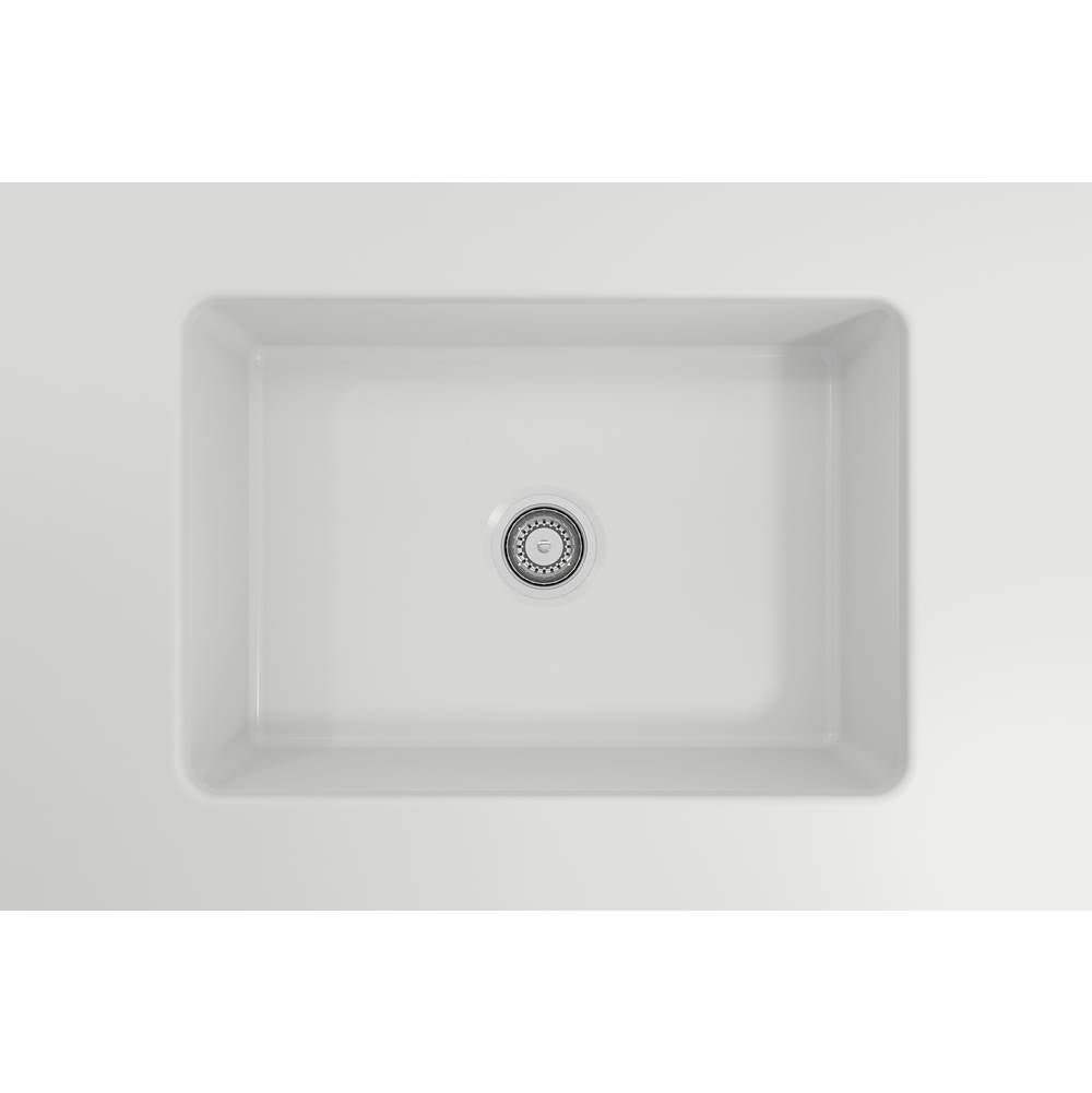 Sotto Dual-mount Fireclay 27 in. Single Bowl Kitchen Sink with Protective Bottom Grid and Strainer in White