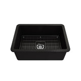 Sotto Dual-mount Fireclay 27 in. Single Bowl Kitchen Sink with Protective Bottom Grid and Strainer in White