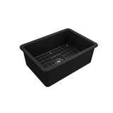 Sotto Dual-mount Fireclay 27 in. Single Bowl Kitchen Sink with Protective Bottom Grid and Strainer in White