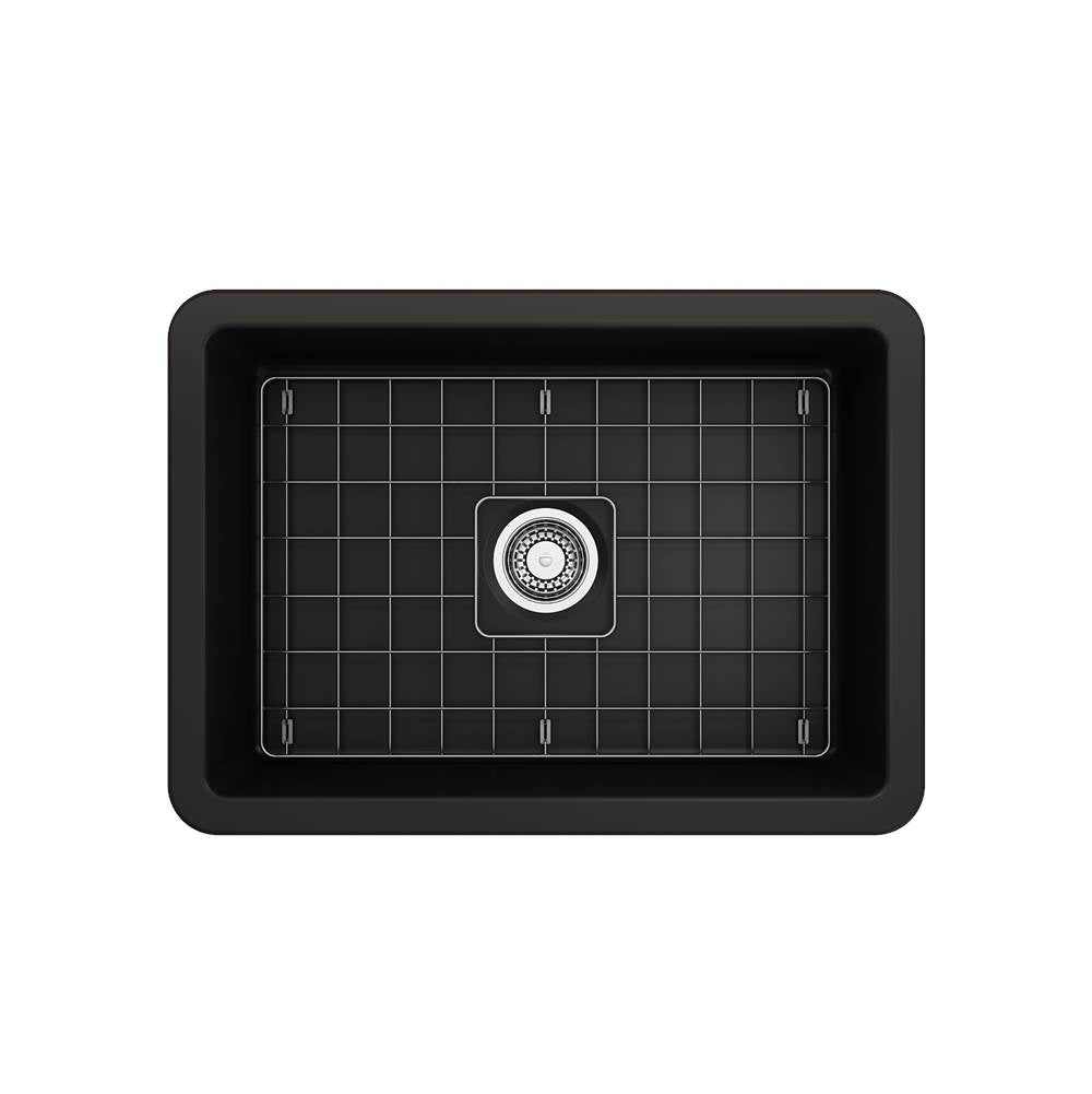 Sotto Dual-mount Fireclay 27 in. Single Bowl Kitchen Sink with Protective Bottom Grid and Strainer in White