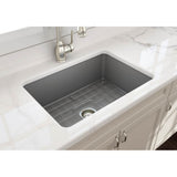 Sotto Dual-mount Fireclay 27 in. Single Bowl Kitchen Sink with Protective Bottom Grid and Strainer in White