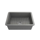 Sotto Dual-mount Fireclay 27 in. Single Bowl Kitchen Sink with Protective Bottom Grid and Strainer in White