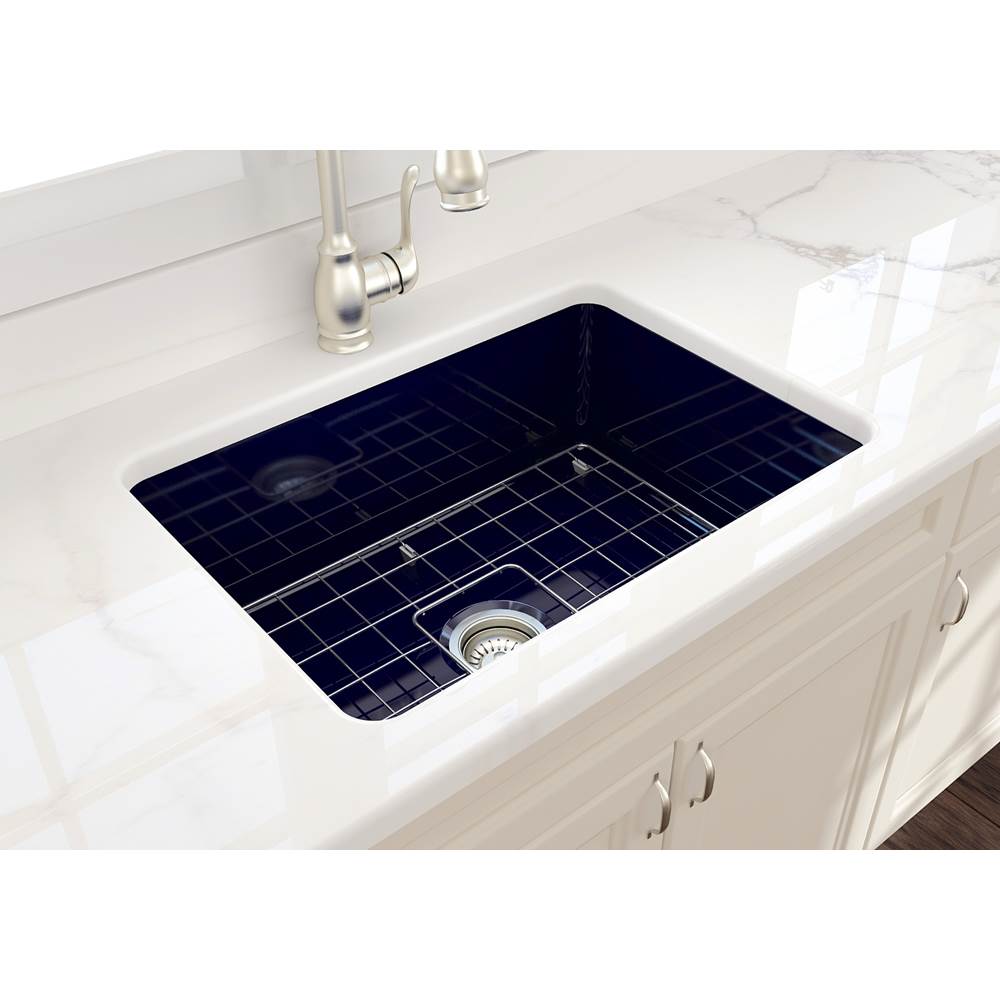 Sotto Dual-mount Fireclay 27 in. Single Bowl Kitchen Sink with Protective Bottom Grid and Strainer in White