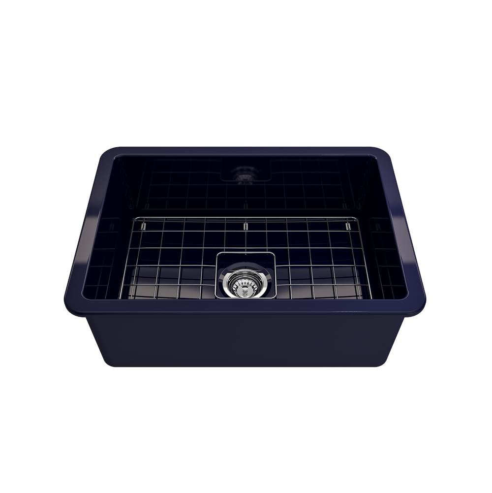 Sotto Dual-mount Fireclay 27 in. Single Bowl Kitchen Sink with Protective Bottom Grid and Strainer in White