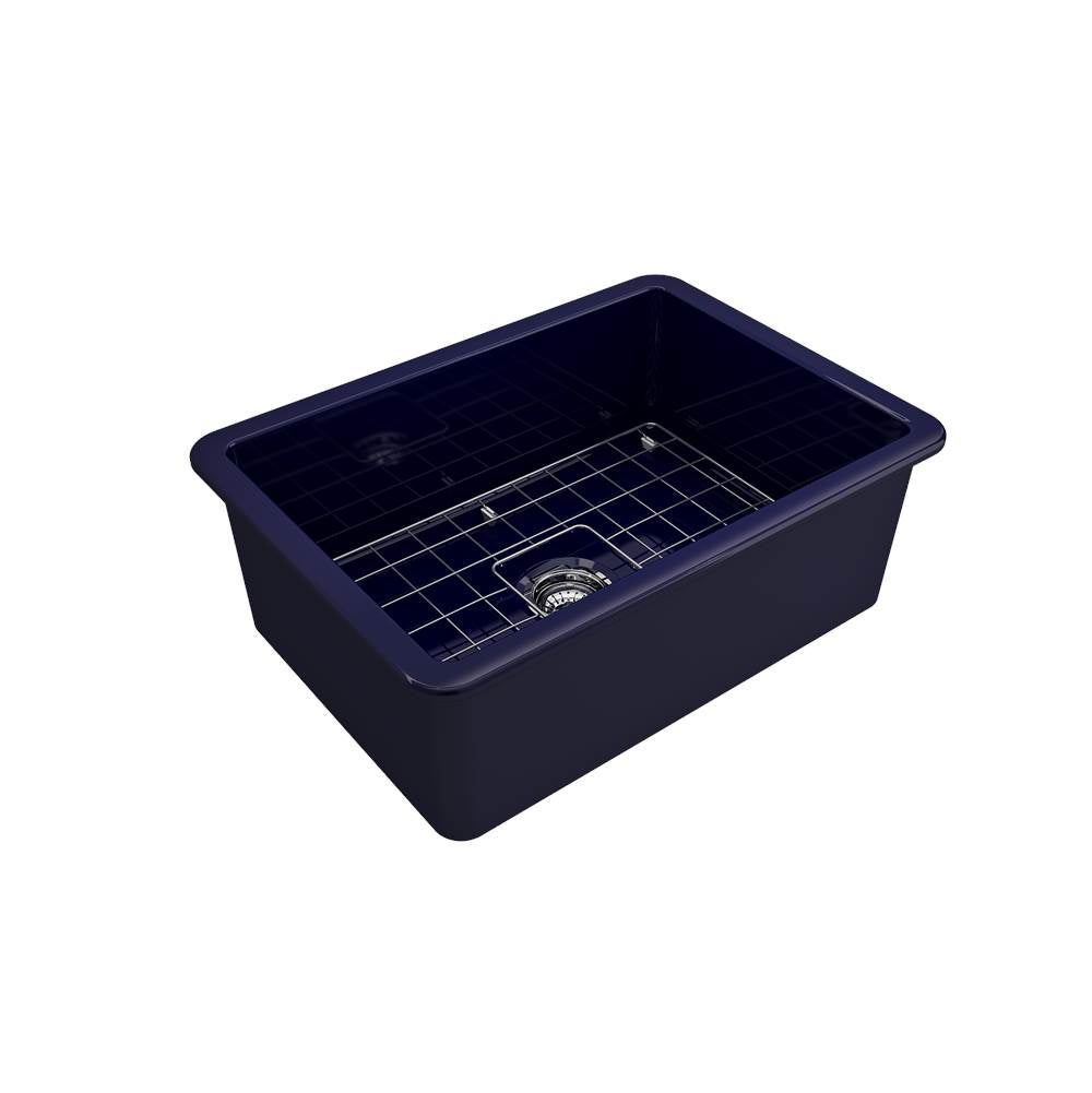 Sotto Dual-mount Fireclay 27 in. Single Bowl Kitchen Sink with Protective Bottom Grid and Strainer in White