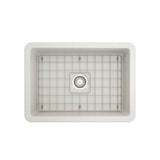 Sotto Dual-mount Fireclay 27 in. Single Bowl Kitchen Sink with Protective Bottom Grid and Strainer in White