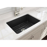 Sotto Dual-mount Fireclay 27 in. Single Bowl Kitchen Sink with Protective Bottom Grid and Strainer in White