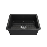 Sotto Dual-mount Fireclay 27 in. Single Bowl Kitchen Sink with Protective Bottom Grid and Strainer in White