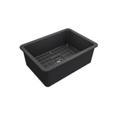 Sotto Dual-mount Fireclay 27 in. Single Bowl Kitchen Sink with Protective Bottom Grid and Strainer in White
