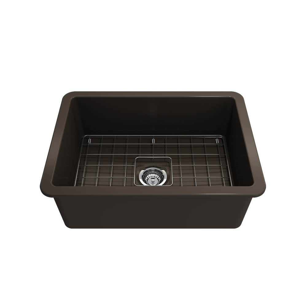 Sotto Dual-mount Fireclay 27 in. Single Bowl Kitchen Sink with Protective Bottom Grid and Strainer in White