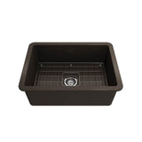 Sotto Dual-mount Fireclay 27 in. Single Bowl Kitchen Sink with Protective Bottom Grid and Strainer in White