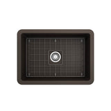 Sotto Dual-mount Fireclay 27 in. Single Bowl Kitchen Sink with Protective Bottom Grid and Strainer in White