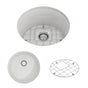 BOCCHI - Sotto Round Dual-mount Fireclay 18.5 in. Single Bowl Bar Sink with Protective Bottom Grid and Strainer in White - White