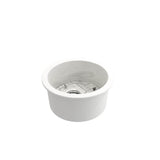 Sotto Round Dual-mount Fireclay 18.5 in. Single Bowl Bar Sink with Protective Bottom Grid and Strainer in White