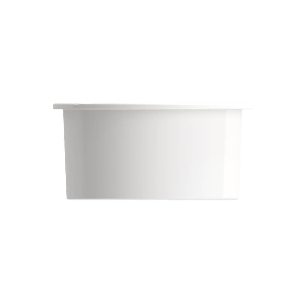 Sotto Round Dual-mount Fireclay 18.5 in. Single Bowl Bar Sink with Protective Bottom Grid and Strainer in White