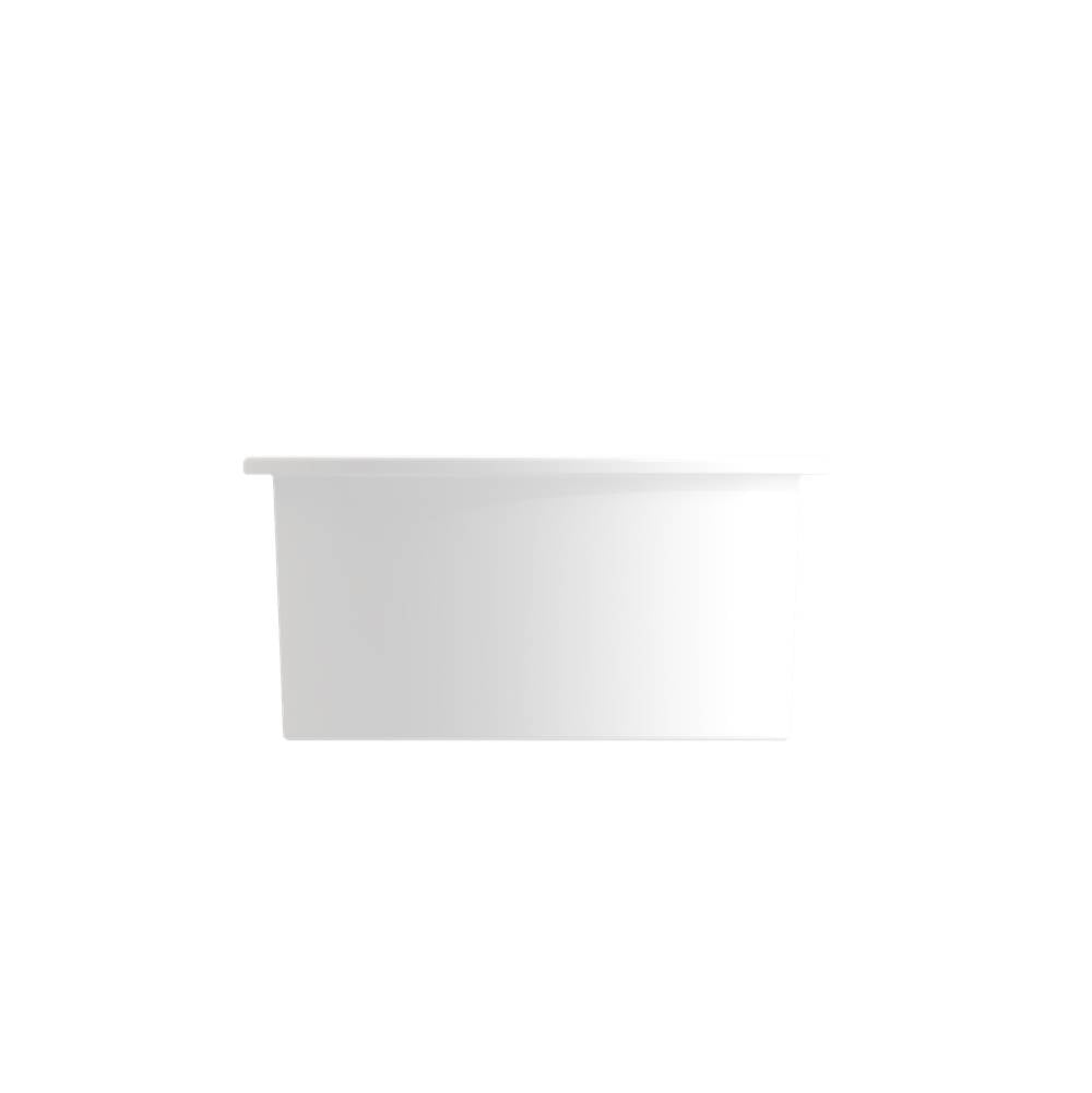 Sotto Round Dual-mount Fireclay 18.5 in. Single Bowl Bar Sink with Protective Bottom Grid and Strainer in White
