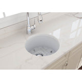 Sotto Round Dual-mount Fireclay 18.5 in. Single Bowl Bar Sink with Protective Bottom Grid and Strainer in White