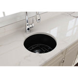 Sotto Round Dual-mount Fireclay 18.5 in. Single Bowl Bar Sink with Protective Bottom Grid and Strainer in White