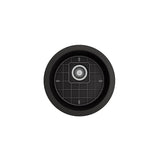 Sotto Round Dual-mount Fireclay 18.5 in. Single Bowl Bar Sink with Protective Bottom Grid and Strainer in White