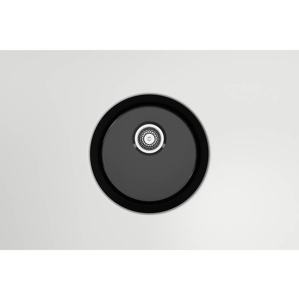 Sotto Round Dual-mount Fireclay 18.5 in. Single Bowl Bar Sink with Protective Bottom Grid and Strainer in White