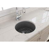Sotto Round Dual-mount Fireclay 18.5 in. Single Bowl Bar Sink with Protective Bottom Grid and Strainer in White