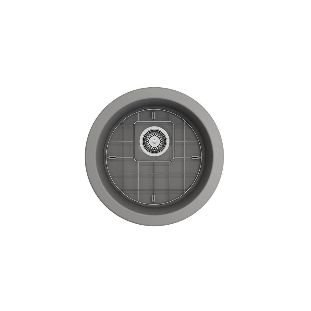 Sotto Round Dual-mount Fireclay 18.5 in. Single Bowl Bar Sink with Protective Bottom Grid and Strainer in White
