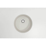 Sotto Round Dual-mount Fireclay 18.5 in. Single Bowl Bar Sink with Protective Bottom Grid and Strainer in White