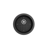 Sotto Round Dual-mount Fireclay 18.5 in. Single Bowl Bar Sink with Protective Bottom Grid and Strainer in White