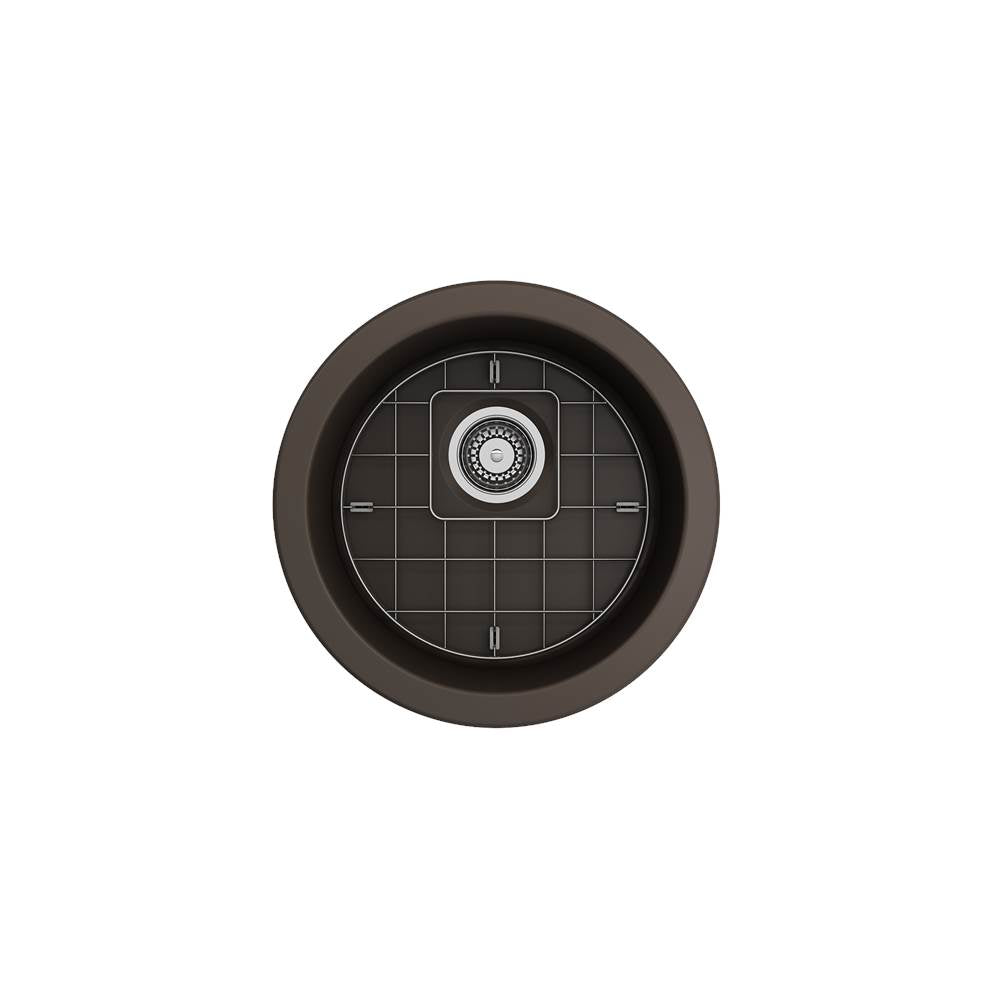 Sotto Round Dual-mount Fireclay 18.5 in. Single Bowl Bar Sink with Protective Bottom Grid and Strainer in White
