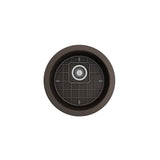 Sotto Round Dual-mount Fireclay 18.5 in. Single Bowl Bar Sink with Protective Bottom Grid and Strainer in White