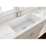 Sotto Dual-mount Fireclay 32 in. Single Bowl Kitchen Sink with Protective Bottom Grid and Strainer in White