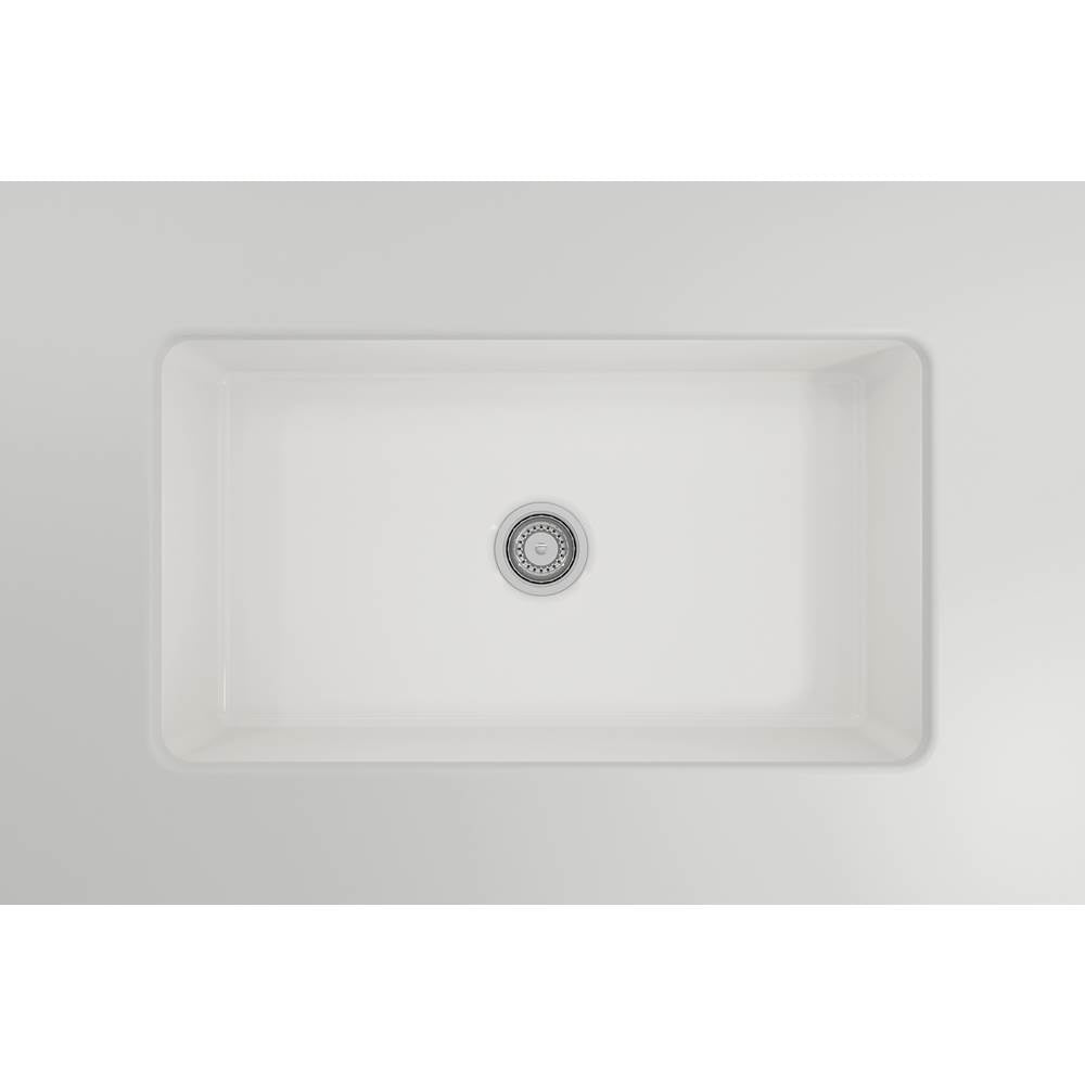 Sotto Dual-mount Fireclay 32 in. Single Bowl Kitchen Sink with Protective Bottom Grid and Strainer in White