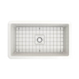 Sotto Dual-mount Fireclay 32 in. Single Bowl Kitchen Sink with Protective Bottom Grid and Strainer in White