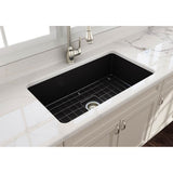 Sotto Dual-mount Fireclay 32 in. Single Bowl Kitchen Sink with Protective Bottom Grid and Strainer in White