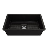 Sotto Dual-mount Fireclay 32 in. Single Bowl Kitchen Sink with Protective Bottom Grid and Strainer in White