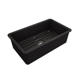 Sotto Dual-mount Fireclay 32 in. Single Bowl Kitchen Sink with Protective Bottom Grid and Strainer in White