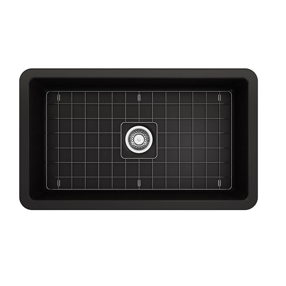 Sotto Dual-mount Fireclay 32 in. Single Bowl Kitchen Sink with Protective Bottom Grid and Strainer in White