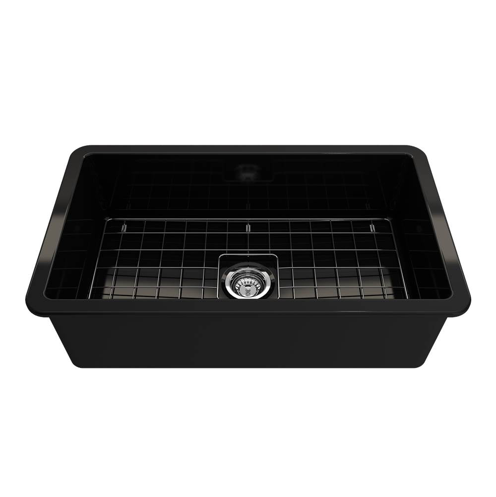 Sotto Dual-mount Fireclay 32 in. Single Bowl Kitchen Sink with Protective Bottom Grid and Strainer in White