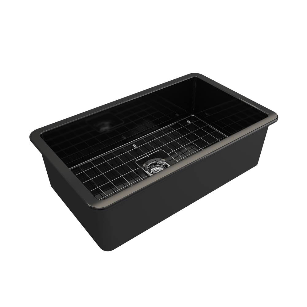 Sotto Dual-mount Fireclay 32 in. Single Bowl Kitchen Sink with Protective Bottom Grid and Strainer in White