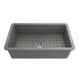 Sotto Dual-mount Fireclay 32 in. Single Bowl Kitchen Sink with Protective Bottom Grid and Strainer in White