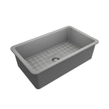 Sotto Dual-mount Fireclay 32 in. Single Bowl Kitchen Sink with Protective Bottom Grid and Strainer in White