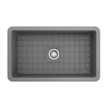 Sotto Dual-mount Fireclay 32 in. Single Bowl Kitchen Sink with Protective Bottom Grid and Strainer in White