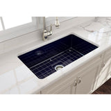 Sotto Dual-mount Fireclay 32 in. Single Bowl Kitchen Sink with Protective Bottom Grid and Strainer in White
