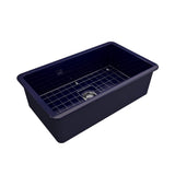 Sotto Dual-mount Fireclay 32 in. Single Bowl Kitchen Sink with Protective Bottom Grid and Strainer in White