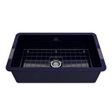 Sotto Dual-mount Fireclay 32 in. Single Bowl Kitchen Sink with Protective Bottom Grid and Strainer in White