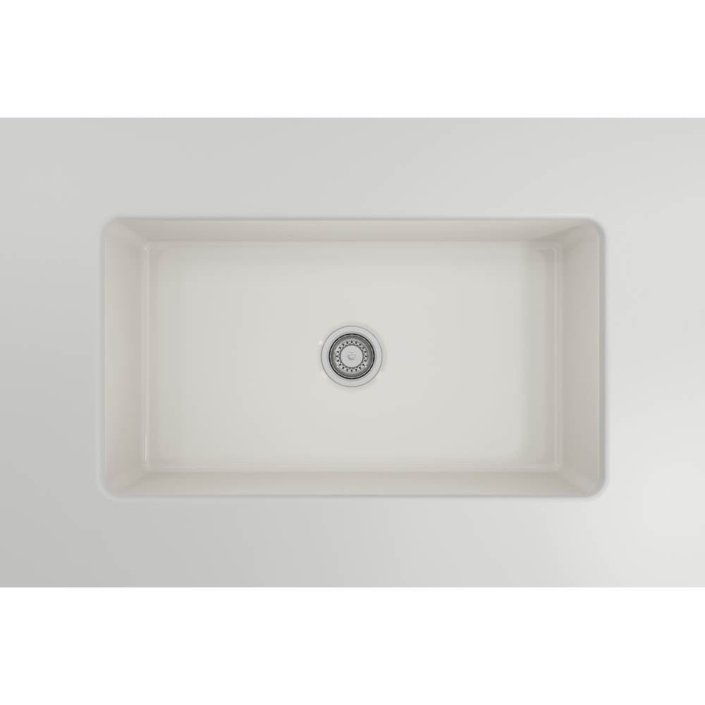 Sotto Dual-mount Fireclay 32 in. Single Bowl Kitchen Sink with Protective Bottom Grid and Strainer in White
