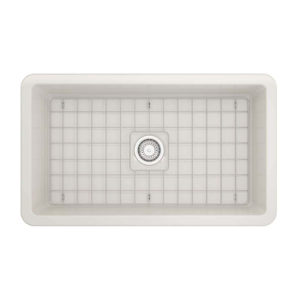 Sotto Dual-mount Fireclay 32 in. Single Bowl Kitchen Sink with Protective Bottom Grid and Strainer in White