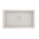 Sotto Dual-mount Fireclay 32 in. Single Bowl Kitchen Sink with Protective Bottom Grid and Strainer in White